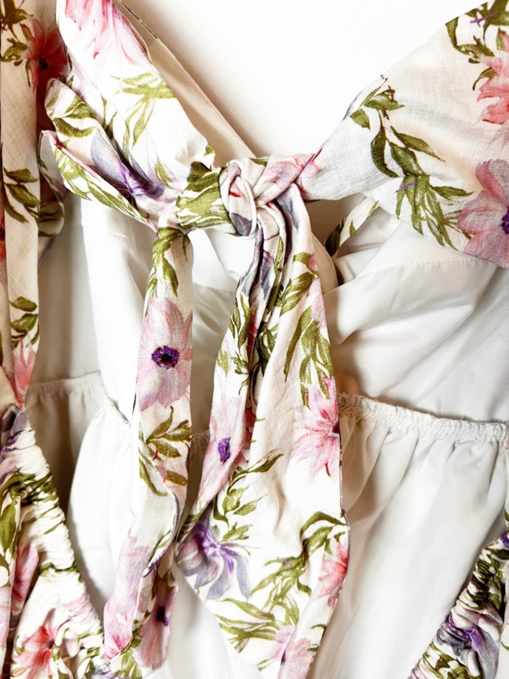 NWT SZ XL Express Floral Sweetheart Babydoll Mini Dress in Cream & Pastel Floral - Picture 9 of 9